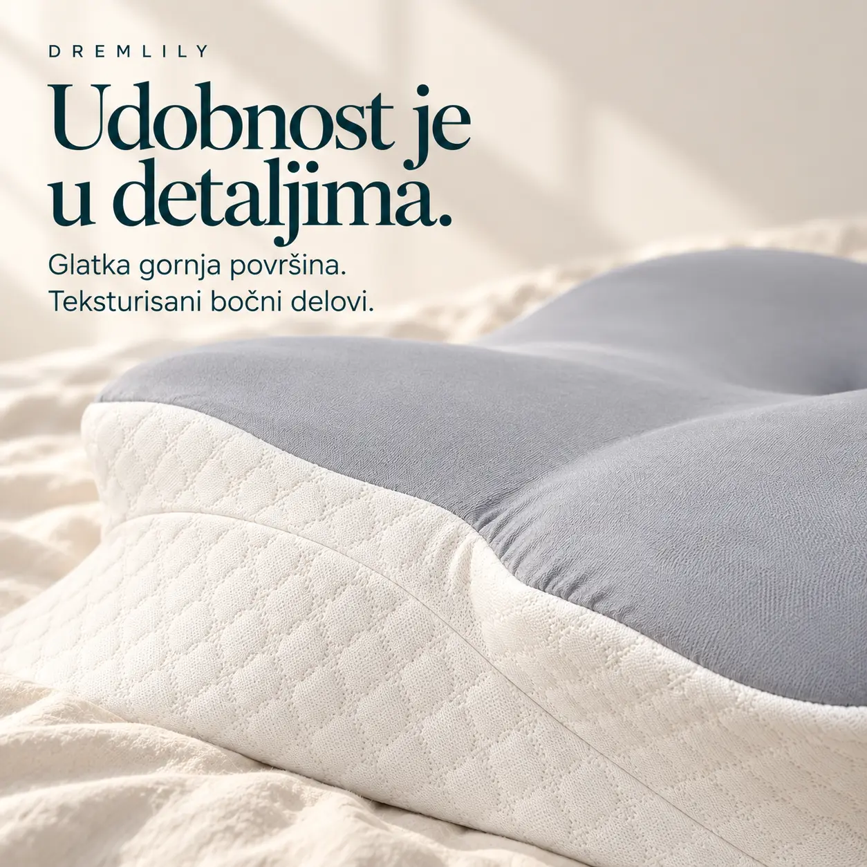 Udobnost je u detaljima — glatka gornja površina i teksturisani bočni delovi navlake
